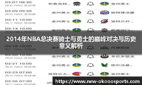 2014年NBA总决赛骑士与勇士的巅峰对决与历史意义解析